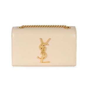 Saint Laurent Beige Grain De Poudre Small Kate Chain Bag
